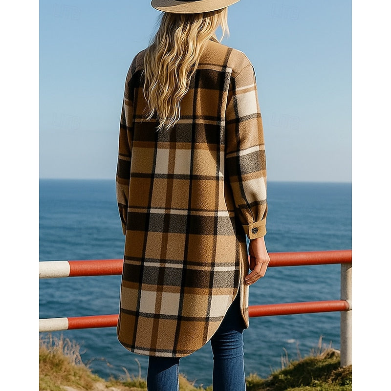 Noreen | Longline Checked Coat