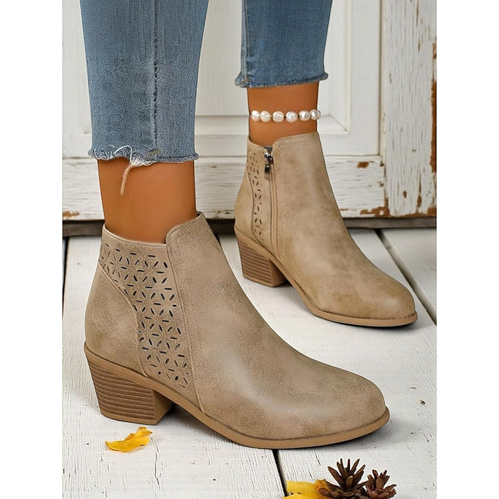 Adrienne | Cutout Block-Heel Ankle Boots
