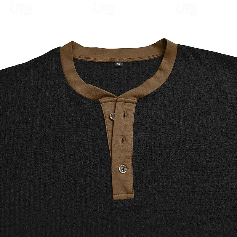 Owen | Ribbed Long-Sleeve Henley Shirt