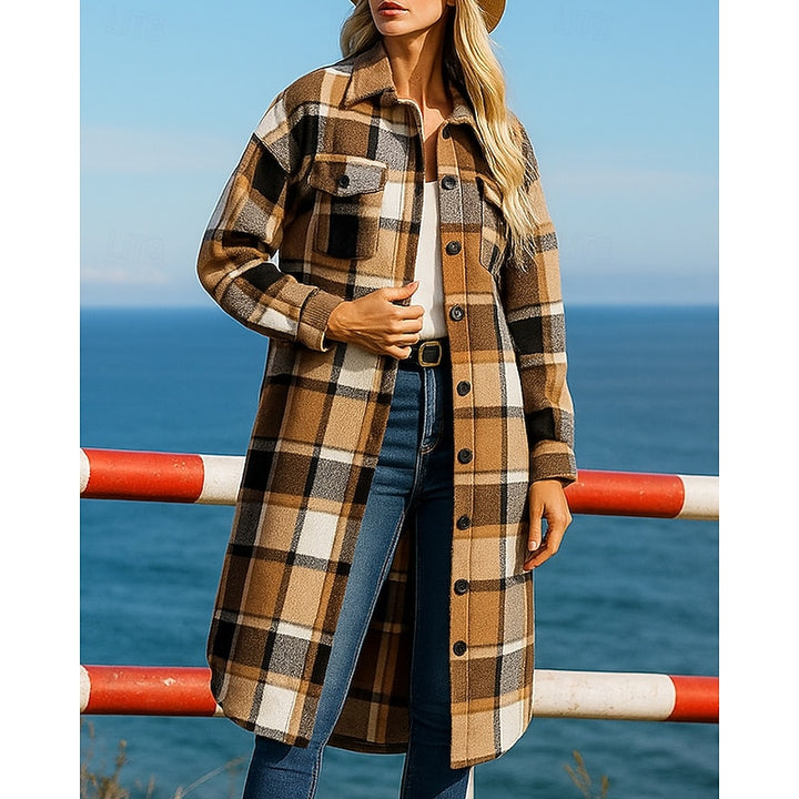 Noreen | Longline Checked Coat