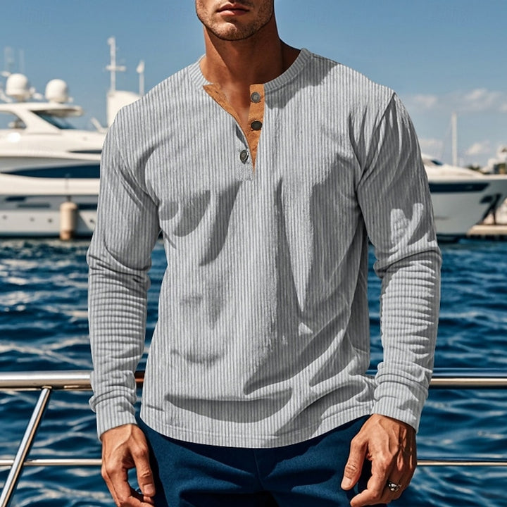 Foster | Ribbed Long-Sleeve Henley Shirt