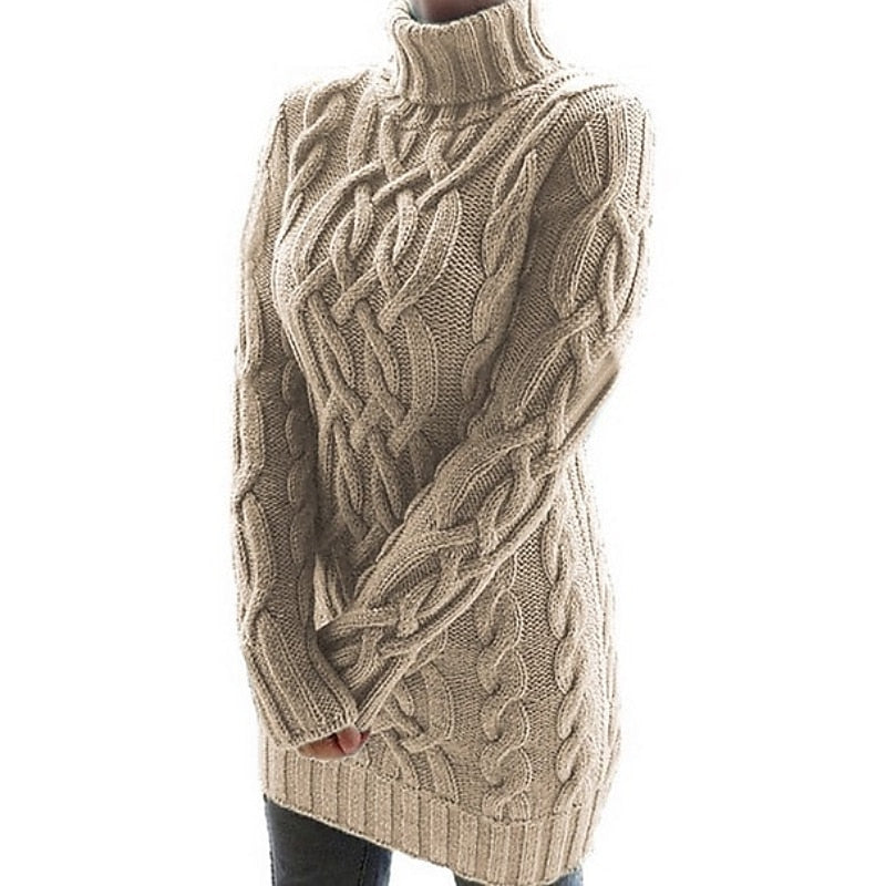 Freya | Cable-Knit Turtleneck Jumper Dress