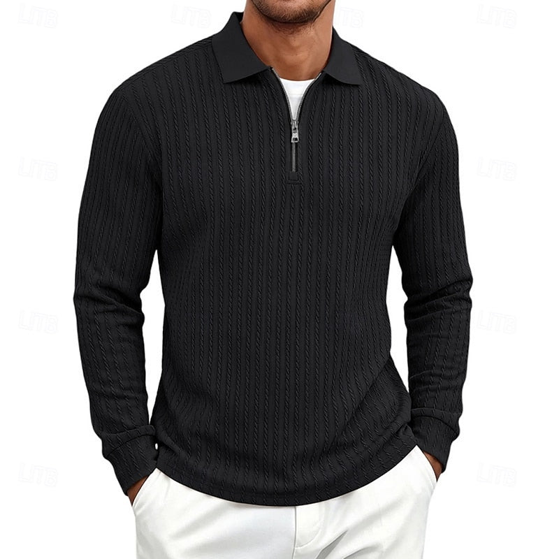 Bryson | Textured Quarter-Zip Polo Shirt