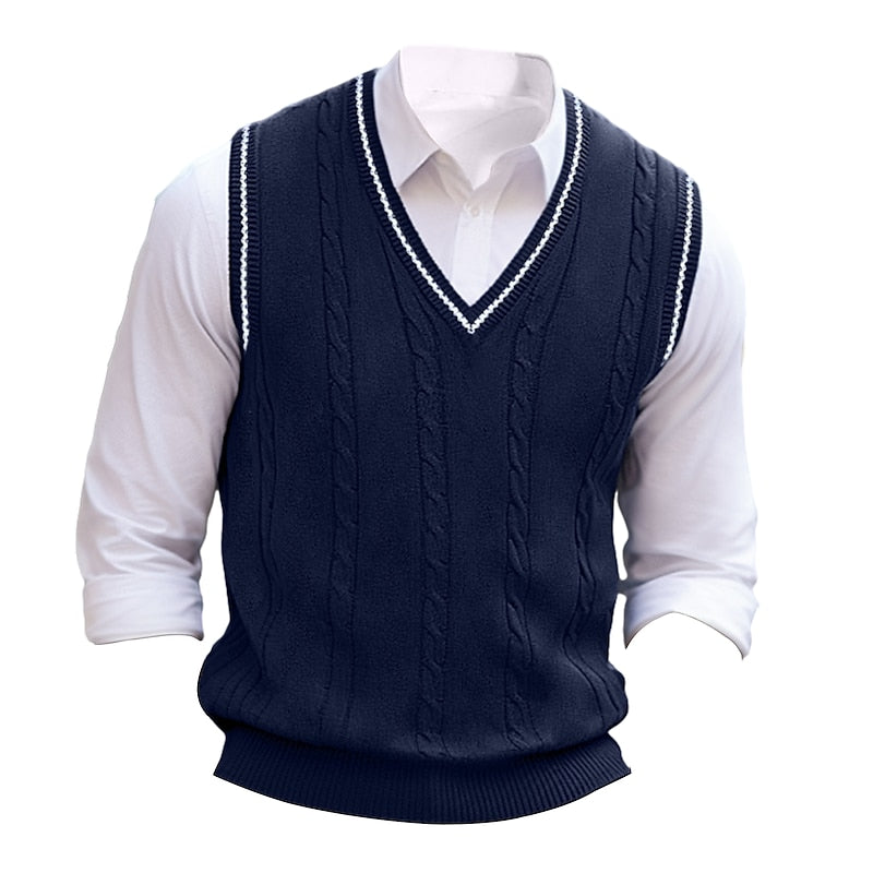 Clive | Cable-Knit V-Neck Sweater Vest