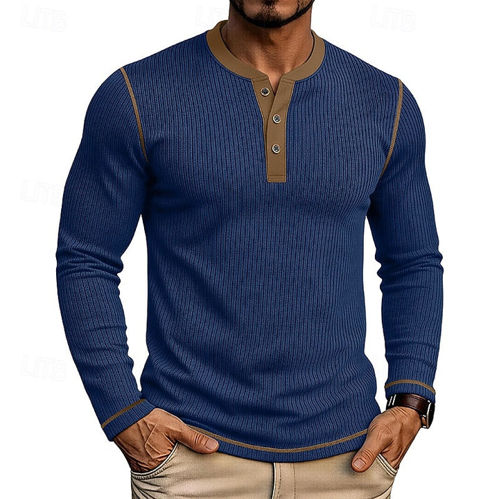 Owen | Ribbed Long-Sleeve Henley Shirt