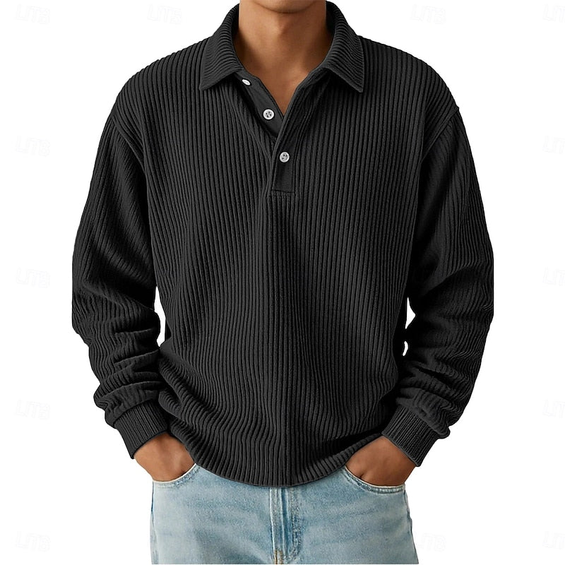 Julian | Textured Long-Sleeve Polo Shirt