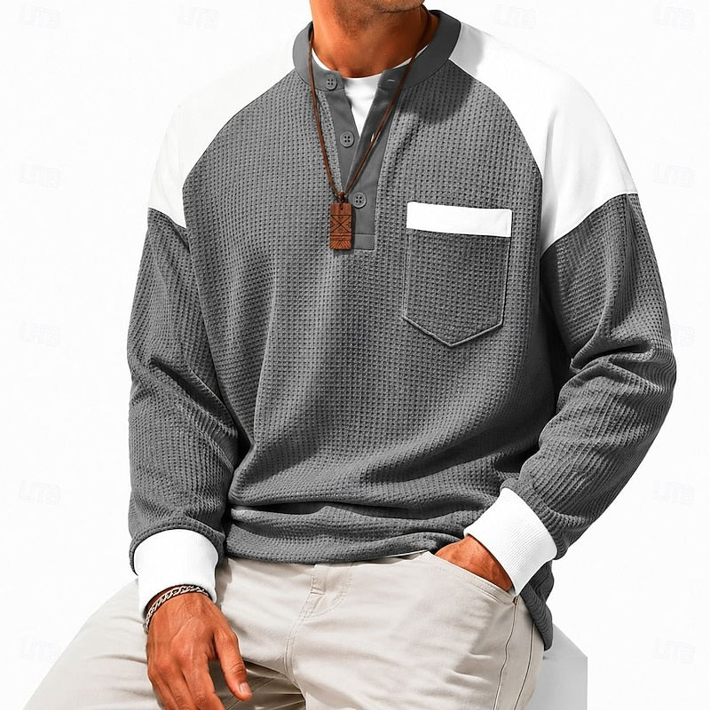 Ashton | Textured Long-Sleeve Henley Shirt