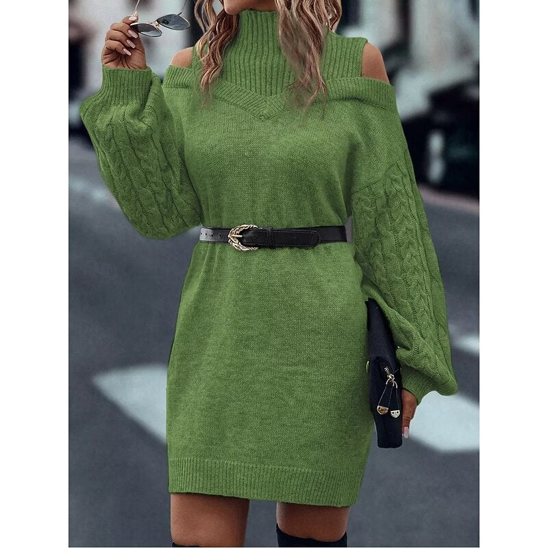 Everly | Cold-Shoulder Turtleneck Sweater Dress