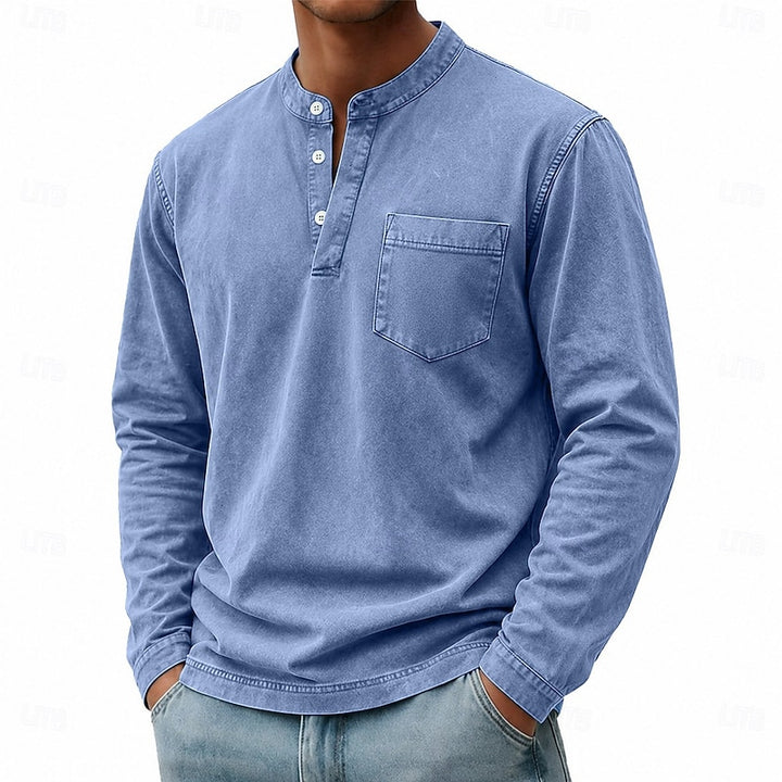 Theodore | Vintage-Wash Long Sleeve Henley Shirt