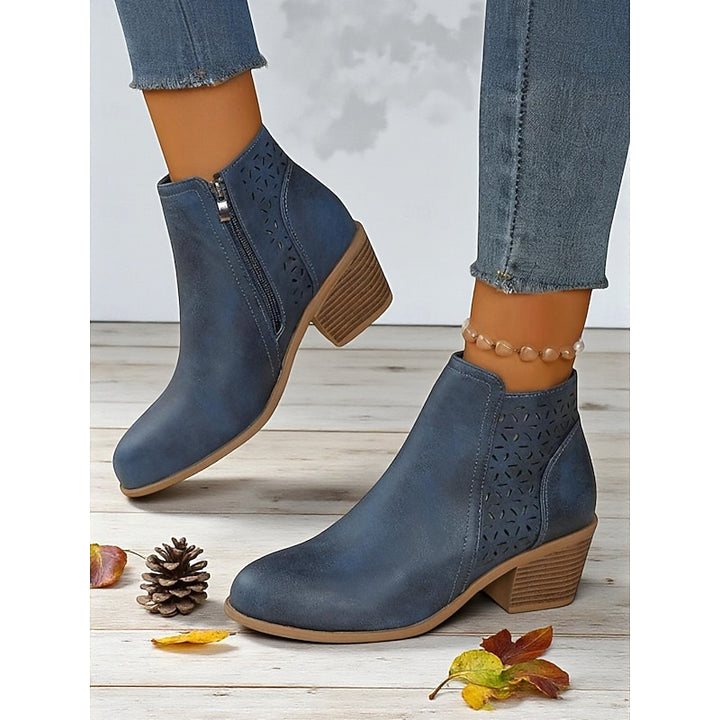 Adrienne | Cutout Block-Heel Ankle Boots