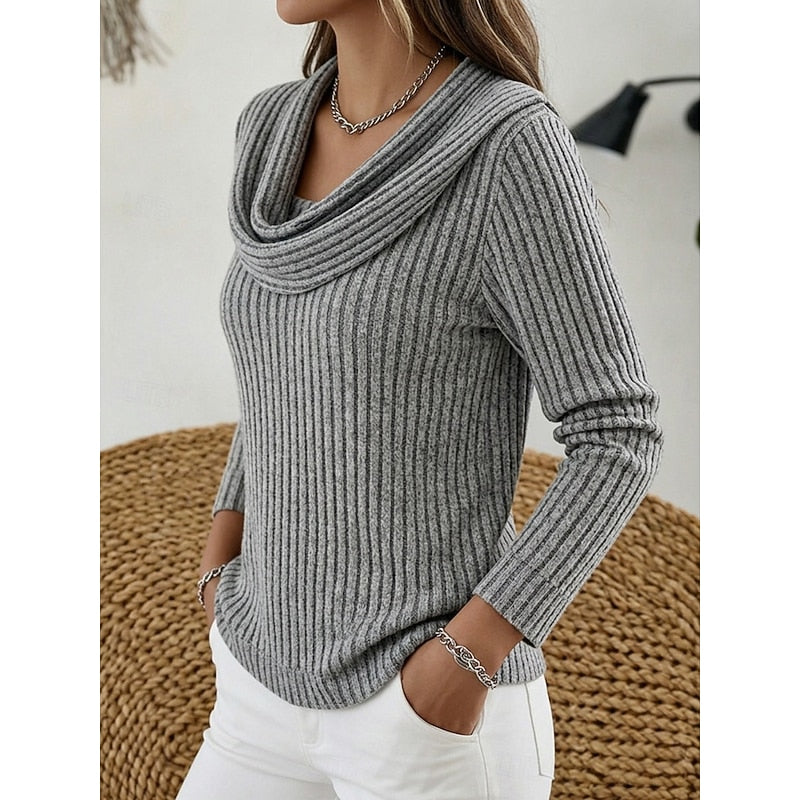 Lucinda | Cowl Neck Ribbed Jumper