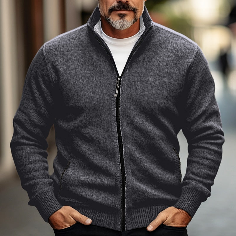 Bennett | Full-Zip Stand Collar Cardigan