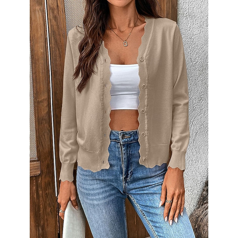 Lettie | Scalloped Button-Front Cardigan