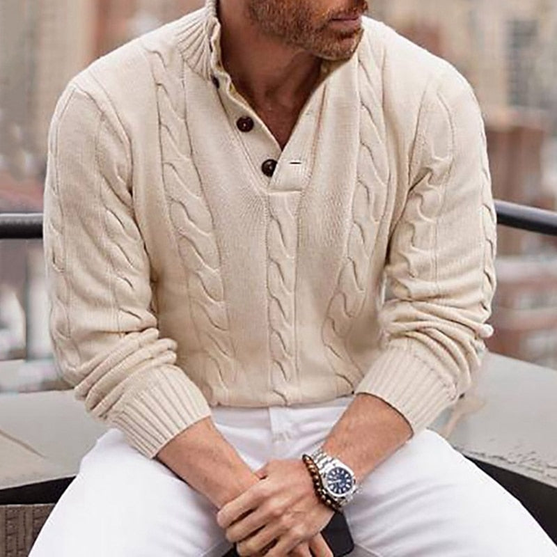 Cole | Cable-Knit Henley Sweater