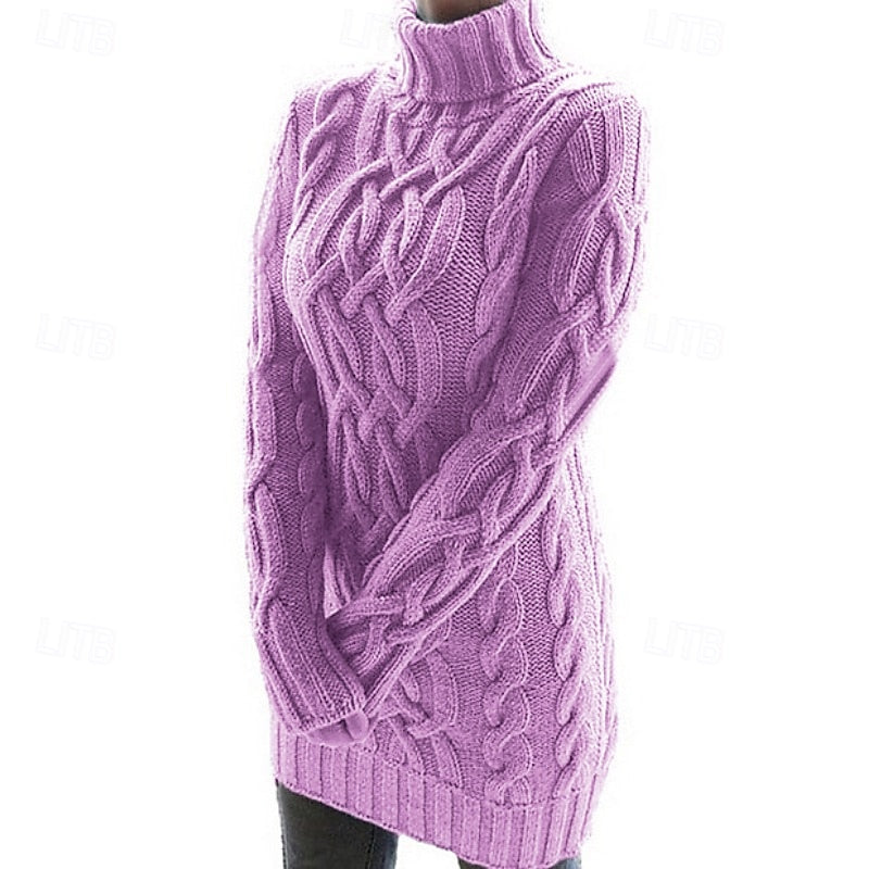 Freya | Cable-Knit Turtleneck Jumper Dress