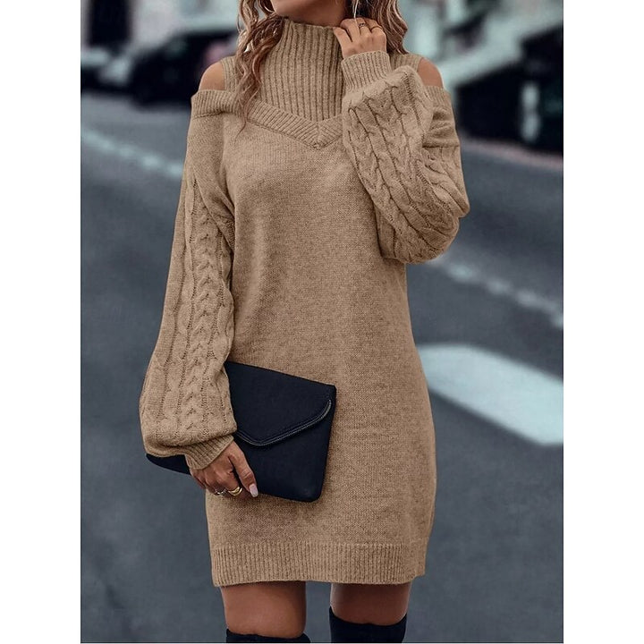 Everly | Cold-Shoulder Turtleneck Sweater Dress