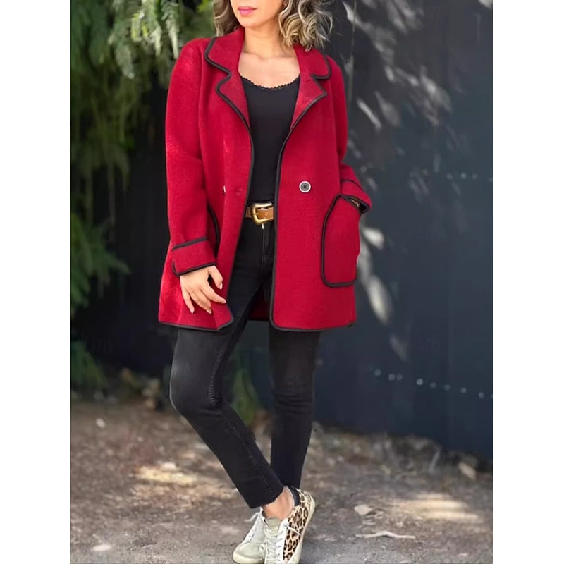 Fleur | Contrast-Trim Tailored Coat