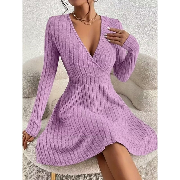 Aurelia | Ribbed Wrap-Front A-Line Dress