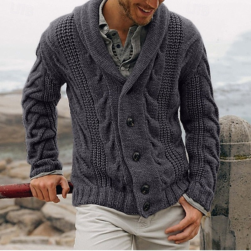 Garrick | Shawl-Collar Button-Up Cardigan
