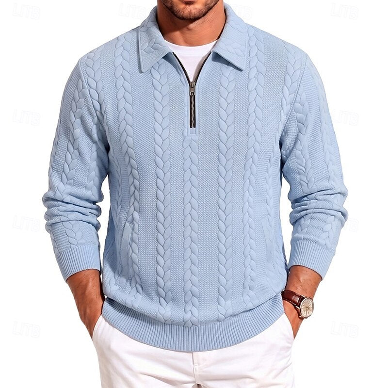 Gordon | Textured Quarter-Zip Polo Jumper