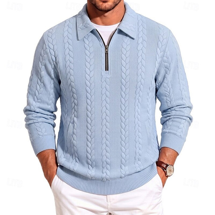 Gordon | Textured Quarter-Zip Polo Jumper