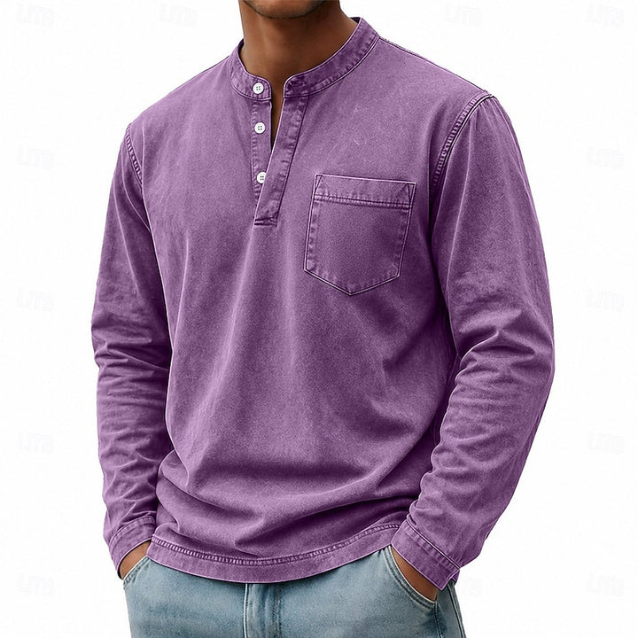 Theodore | Vintage-Wash Long Sleeve Henley Shirt