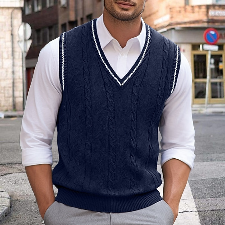 Clive | Cable-Knit V-Neck Sweater Vest