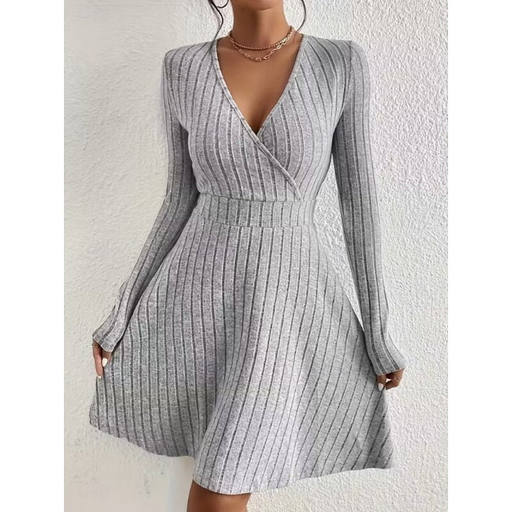 Aurelia | Ribbed Wrap-Front A-Line Dress